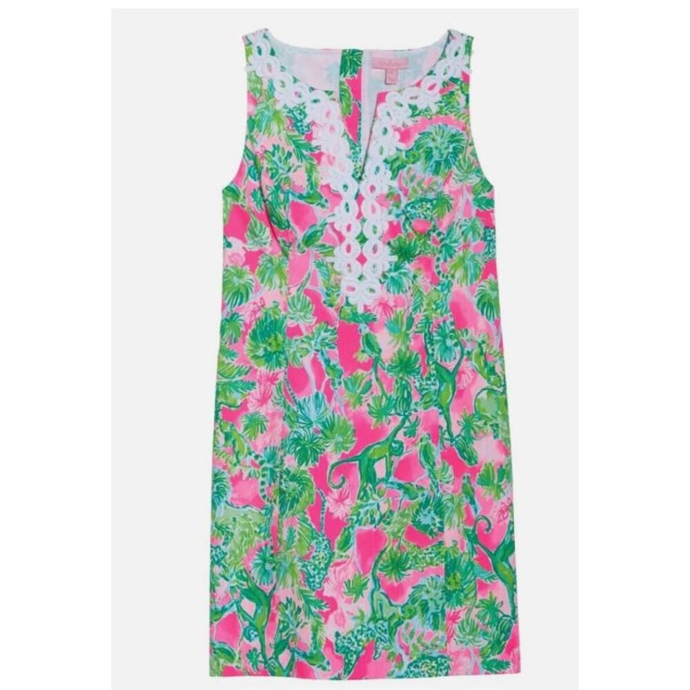 Lilly Pulitzer NWT Gabby Shift Dress Raz Berry Catty Shack 6 Monkey Hot Pink